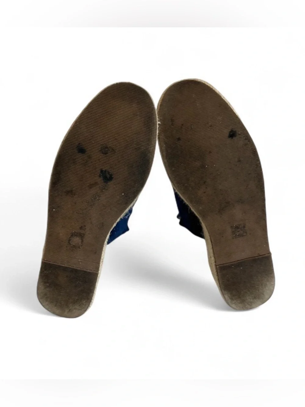 Navy Blue Suede Espadrilles Wedge Mules Closed Toe Slides Platform Boho Size 9.5